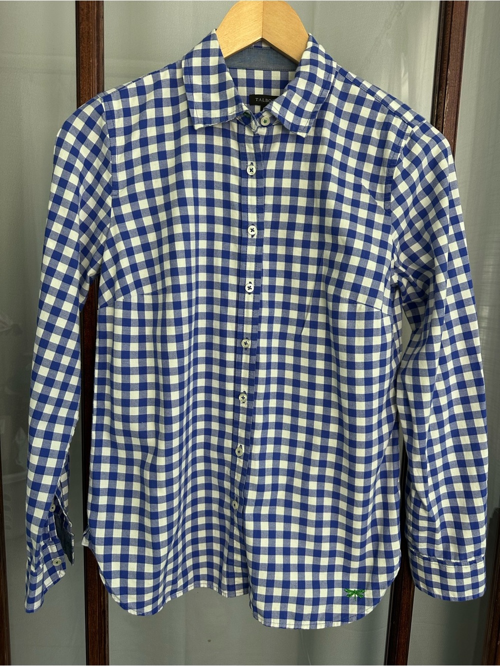 Talbots‎ Women's XS Plaid Button Front Shirt Blue Check Long Sleeve Cotton Blend